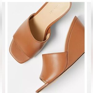 Ann Taylor Caramel Leather Wedge Sandals- Sz 9.5